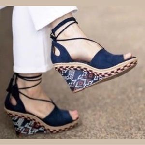 CAbi Tribal Print Isla Wedges